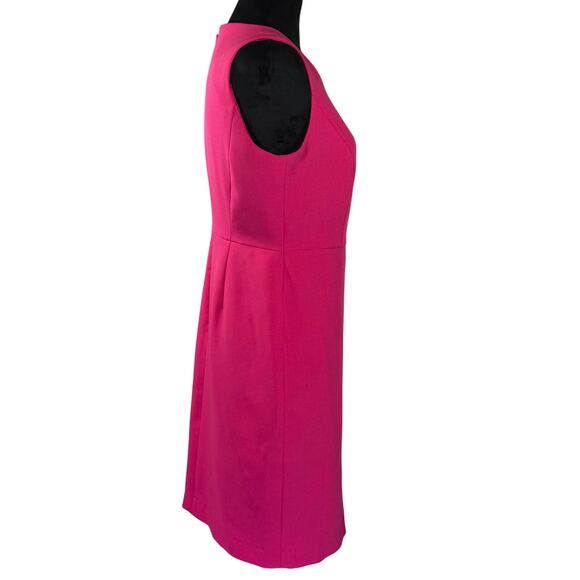 Kasper Hot Pink Sheath Dress 4P Sleeveless Petite Fit Button Front Slit - Picture 4 of 10
